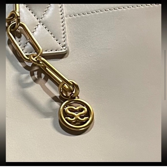 SANDRO Light Cream Chain Embellished Women’s Leather Tote Bag - Picture 3 of 6